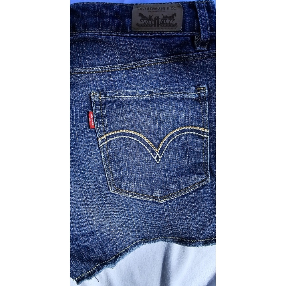 Levi's Shorty Shorts Raw Distressed Hem Medium Wash Denim Shorts Size 14 - Picture 11 of 14